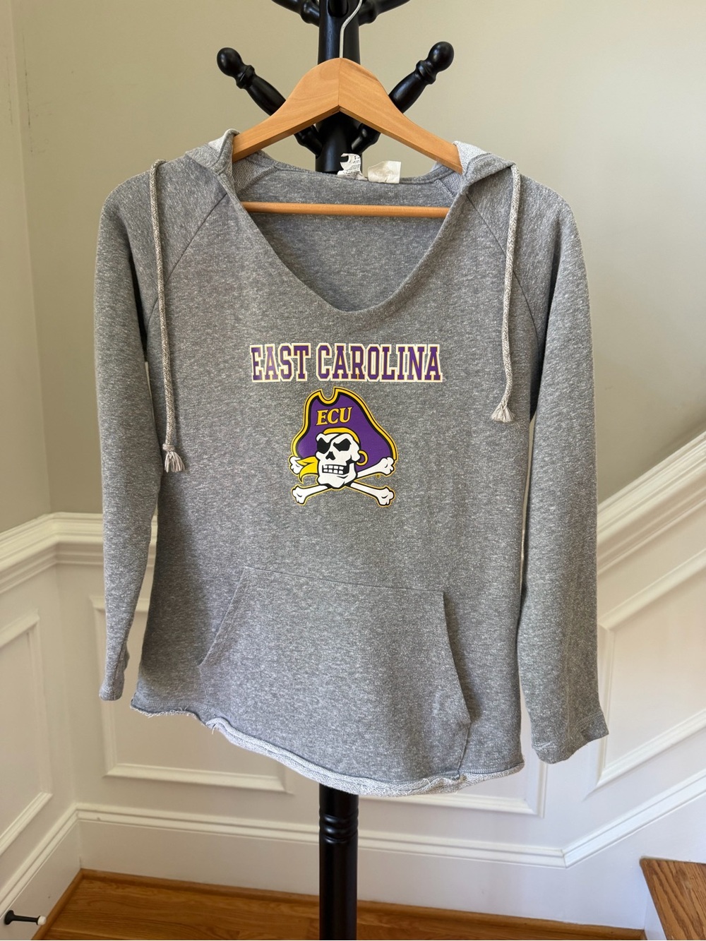 East Carolina Grey Hooded Sweatshirt - ECU Skull Logo